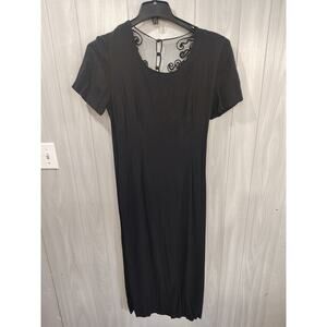 Womens Long Black Dress Size 12 Black Lacey Maxi Vintage Witchy Romance Goth Y2K